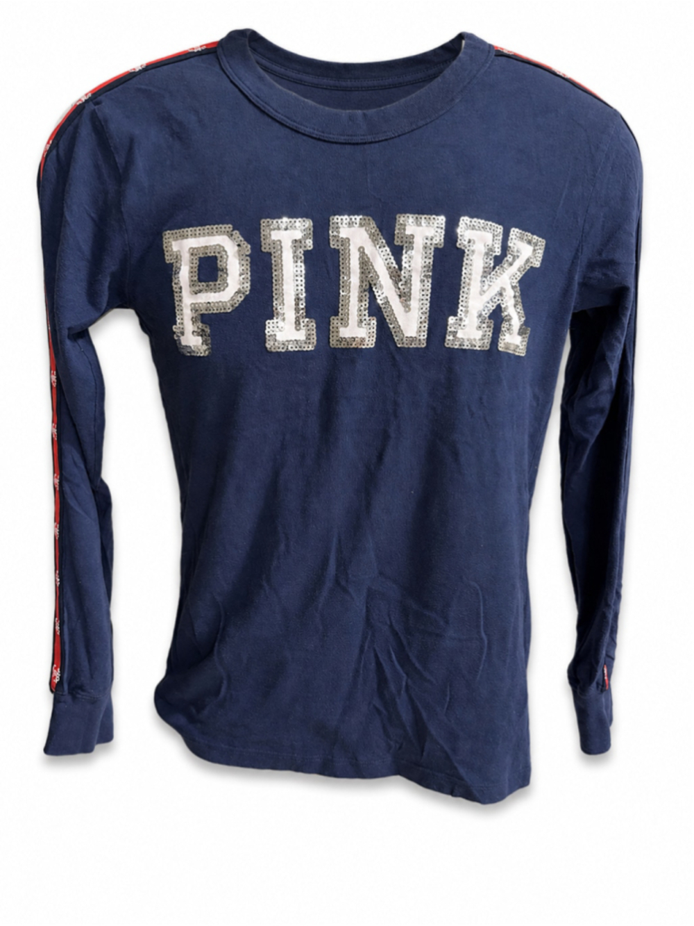 Women's Victoria's Secret PINK Long Sleeve Tee, XS, Navy Blue & Red - Picture 2 of 5